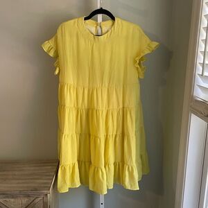 Foteisy Yellow Ruffled Dress